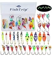 FishTrip Ice Fishing Jigs Kit, 30/60Pcs Glow Ice Fishing Lure Set for Winter Ice Jigging Crappie ...