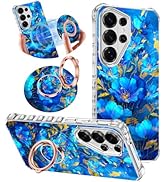 v-Golvin for Galaxy S26 Ultra Case,Magnetic Removable Floral Phone Ring Stand, 360°Rotation MagSa...