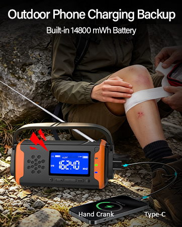 Emergency crank radio digital