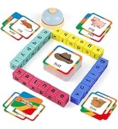 Edulok Word Race Cube - Preschool Wooden Alphabet Letter Blocks & Phonics Matching Games - CVC Wo...