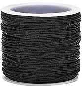 jijAcraft 110 Yards Black Nylon Cord, 0.8mm Black Braided Lift Shade Cord, Braided Nylon Wind Chi...