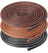 UpUGo 3 Pair Waxed Round Shoe Laces, 3/32" Thin Formal Business Oxford Shoelaces for Men or Women...