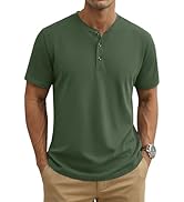 MAGNIVIT Mens Henley Shirts Short Sleeve Cotton Casual Summer Basic T-Shirts 3 Button Solid Colla...