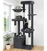 Multi-Level Cat Tree Tower for Indoor Cats, 67 inch Tall XL Heavy Duty Climbing Tower with 3 Larg...