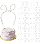 48PCS Pearl Bow Cake Toppers,Cupcake Toppers Bow, Bowknot Cupcake Toppers Bow Decorations for Wed...