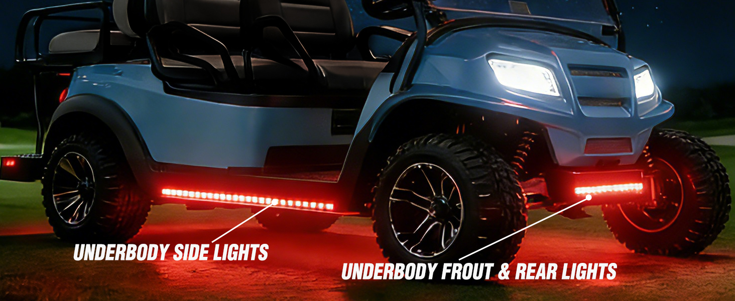 4PCS Golf Cart Underbody Lights Kit RGB Multi-Mode LED Neon Accent Lighting Lamp