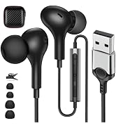 USB Earbuds with Microphone for PC Laptop,Wired USBA Headset with Mic in Ear Buds Noise Isolating...