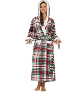 iniber Plush Robes for Women, Womens Robe Long, Fuzzy Fluffy Soft Warm Fleece Hooded Bathrobe