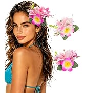 2 Pcs Hawaiian Flower Hair Clips for Women, Artificial Hair Accessories | or Beach Vacation, Boho...