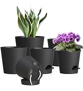 WSMKSZ 7/6.5/6/5.5/5/4 inch Self Watering Pots for Indoor Outdoor Plants, 6 Pack Plastic Flower P...