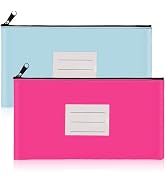 COZEFFIC 2-Pack Bank Deposit Money Bags with Zipper, 11 x 6 Inches, PU Leather Cash Pouches with ...