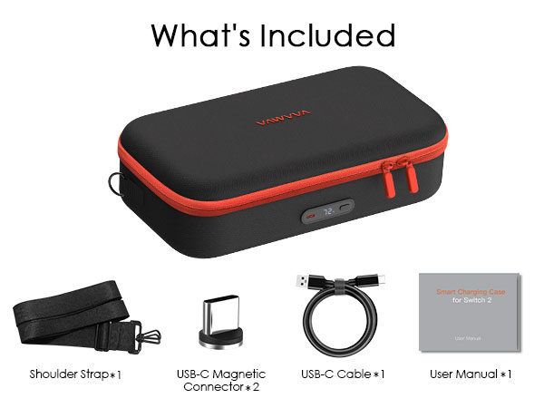 Nintendo switch 2 charging travel case carrying battery charger wireless cordless bag