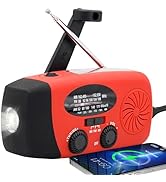 2000MAH Emergency Hand Crank Radio, Portable Survival Solar Radio AM FM NOAA Weather Radio with E...