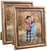 8x10 Picture Frames Set of 2 Poster Vintage Brown Rustic Family Art 10x8 Photo Frame for Vertical...