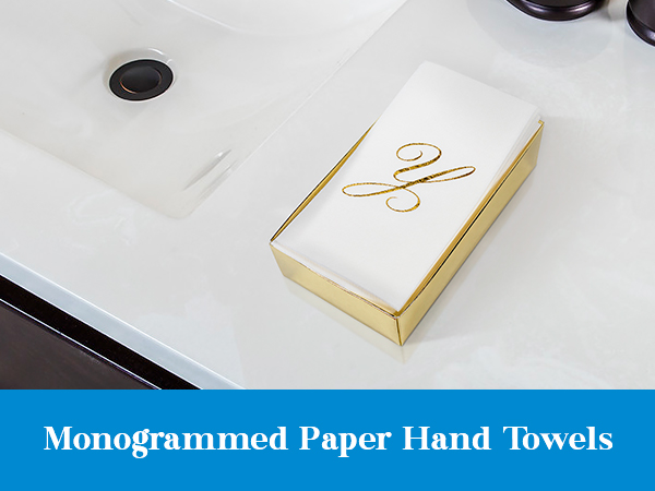 Monogrammed Paper Hand Towels for Guest Bathroom & Kitchen Disposable Monogram Hand Towels