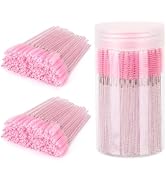 300 Pcs Disposable Mascara Wands with 1 Container, Crystal Eyebrow Spoolies Brush for Eyelash Ext...