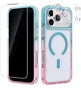 Vearstie Clear Case for iPhone 17 Pro Max, Gradient Anti-Yellow Shockproof | Replaceable lanyard ...
