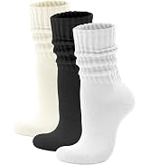 Acomono Scrunch Crew Socks 3 Pack – Retro Slouchy Cotton Calf Socks for Men & Women Cushioned Sol...