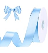 Blue Ribbon 1 Inch 50 Yards Light Baby Blue Satin Ribbon for Baby Shower Flower Bouquet Gift Wrap...