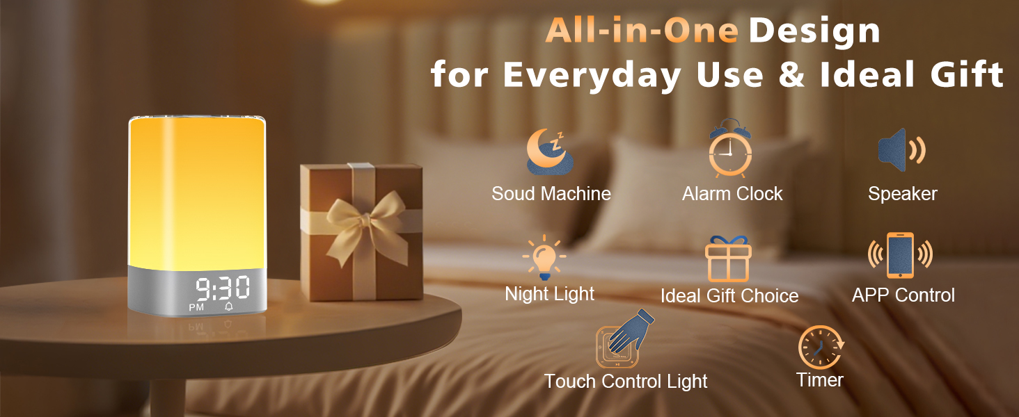 sound machine night light alarm clock for kids birthday gifts for women gifts for 10 year old girl