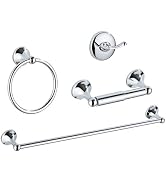 AGKXHDEC 4-Piece Bathroom Hardware Set: Chrome Bathroom Accessory Set, Towel Bar,Towel Ring,Toile...