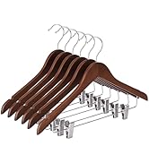 Ulimart Wooden Pants Hangers 12 Pack With Clips - Adjustable Heavy Duty for Skirts, Jeans, Slacks...