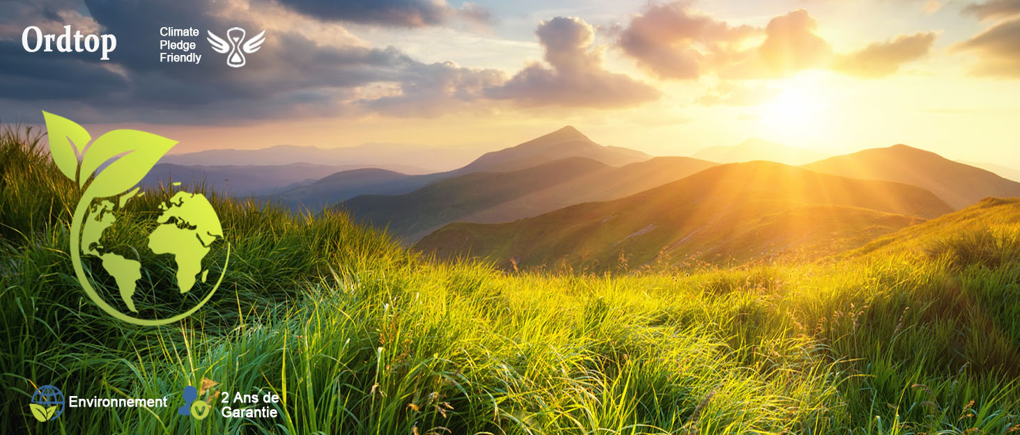 Text reads 'Ordty'. Landscape photography series showing mountain scenery at sunset or sunrise with dramatic sky colors.