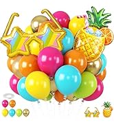 Tropical Balloons, Sunglasses Pineapple Foil Balloons, 12 Inch Teal Metallic Gold Hot Pink Orange...