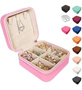 Jemjosh Small Travel Jewelry Box, Portable Mini Jewelry Leather Box Jewelry Ring Organizer Case S...