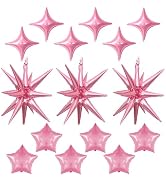 Froova Pink Star Balloons, 22in Large Star Balloons Foil 10in 4-Pointed & Pink Pentagram Balloon ...
