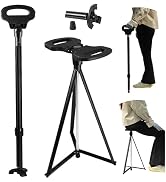 Collection of portable walking canes and mobility aids shown in various positions. Includes foldable cane seat and adjustable walking stick designs.