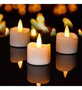 Yakpo 12 Pack Tea Lights with Timer Battery Operated, Flameless Flickering LED Votive Flicker Tim...