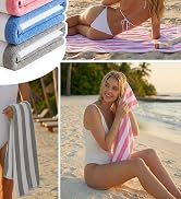 JOYMOOP 6-Pack Microfiber Beach Towel Set – 70" x 35.4" Ultra-Absorbent Beach Towels Oversized, S...