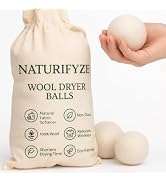 Wool Dryer Balls - 100% New Zealand Sheep Wool - Natural Fabric Softening, Reduces Clothing Wrink...