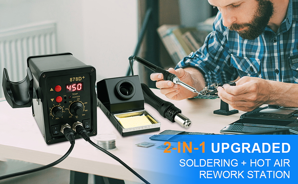 2-IN-1 UPGRADED SOLDERING + HOT AIR REWORK STATION