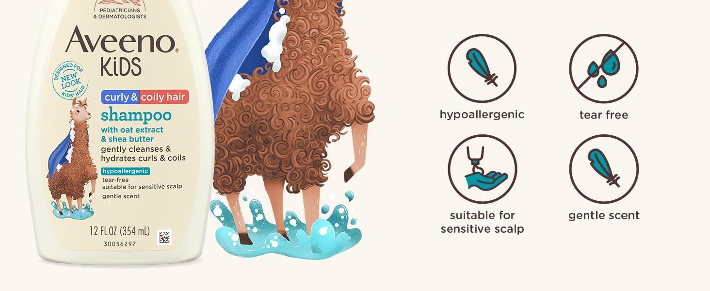 Lucky the Llama's Curly & Coily Hair Shampoo is gentle on kids' sensitive scalp