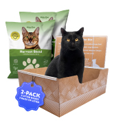 Kitty Poo Club Leak-Proof Disposable Cat Litter Box 2-Pack with 2 Bags Harvest Blend Grass Litter...