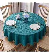 Smiry Round Table Cloth, Waterproof Heavy Duty Vinyl Tablecloths, Wipeable Washable Table Cover f...