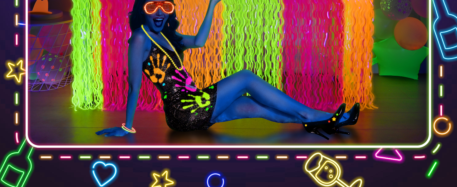 Fluorescent colors table skirts