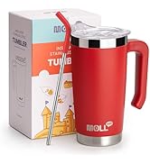 Mollcity Kids Tumbler with Handle-20 oz Stainless Steel Double Wall Vacuum Insulated Cup with Lea...