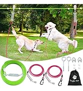 Snagle Paw Heavy Duty Dog Runner for Yard,75ft Dog Run Cable with 10ft & 10ft Pulley for Large Do...