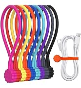 Rich&Ray Magnetic Reusable Silicone Cable Ties, Phone Cord Holder, Magnetic Cable Ties for Headph...