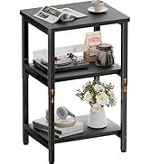 HLDIRECT 3 Tier Side Table, Adjustable Height End Table with Storage Shelf, Nightstand for Bedroo...