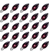 GOOTHY 25 Pack C7 Halloween Replacement Light Bulbs, Transparent Black Light Purple Christmas Lig...