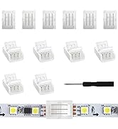 VIPMOON 12Pcs 3Pin LED Light Strip Connectors Strip to Wire Quick Connection for 10mm Wide Waterp...