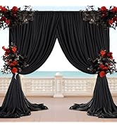 Aimosen 5x10FT 2 Panels Black Backdrop Curtains for Party Wedding Baby Shower Birthday Photoshoot...