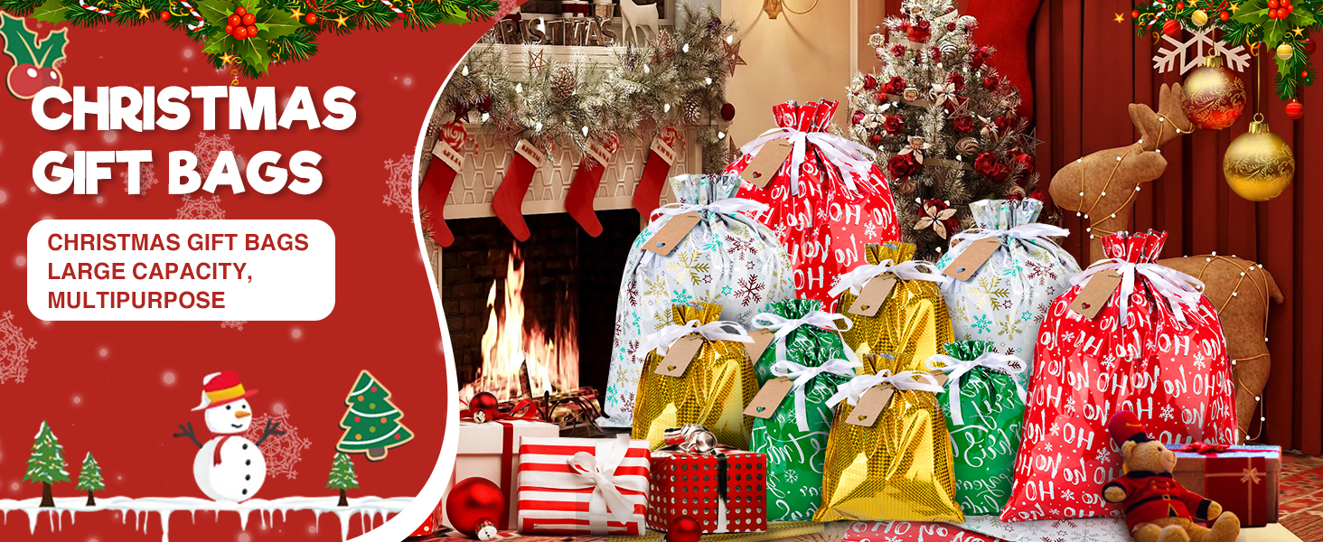 Christmas Drawstring Gift Bags