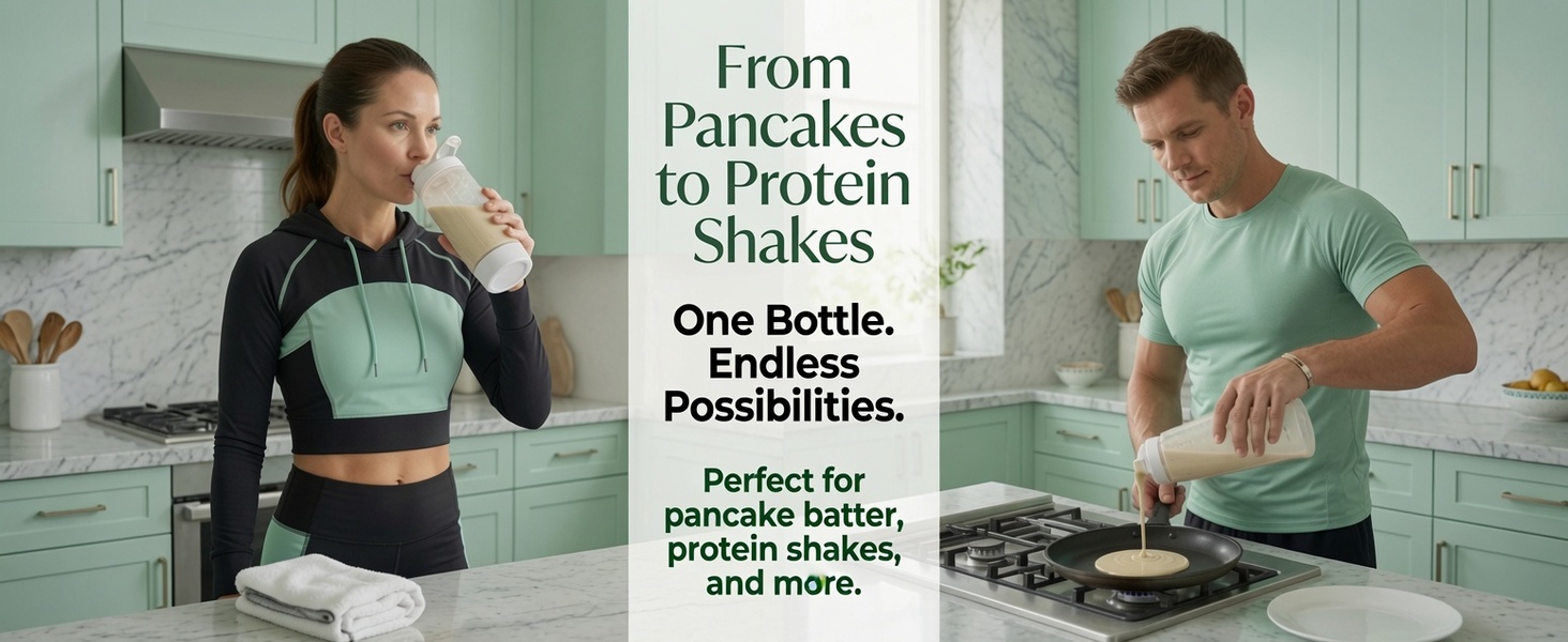 pancake batter dispenser bottle mixer shaker crepe protein shake mix handheld large bpa free