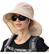 HUAMULAN Women Large Brim Sun Hat with Neck Flap, Men Quick Dry Hiking Fishing Safari Hat UPF 50+