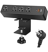Desktop Clamp Power Strip with USB C, Surge Protector 900J Power Charging Station Outlet with 4 A...